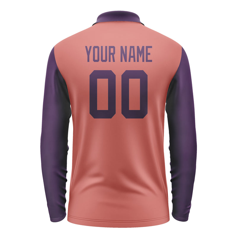Custom Copper Rose Purple Long Sleeve Polo Shirt Pl290707B107