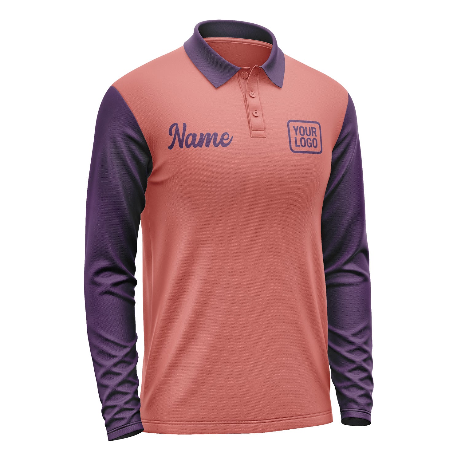 Custom Copper Rose Purple Long Sleeve Polo Shirt Pl290707B107