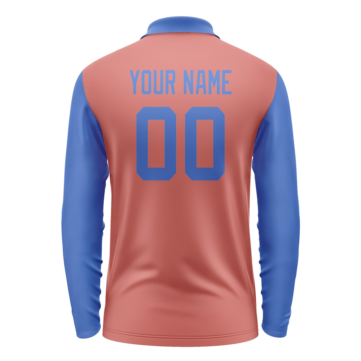 Custom Copper Rose Sky Blue Long Sleeve Polo Shirt Pl290909B109