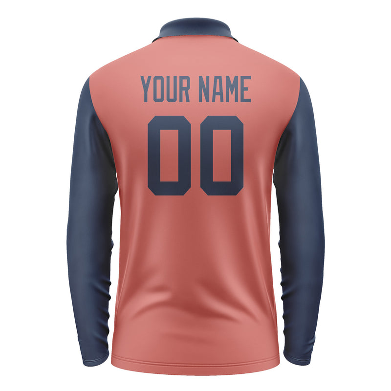 Custom Copper Rose Blue Long Sleeve Polo Shirt Pl291010B110