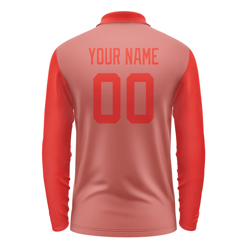 Custom Copper Rose Orange Red Long Sleeve Polo Shirt Pl291212B112