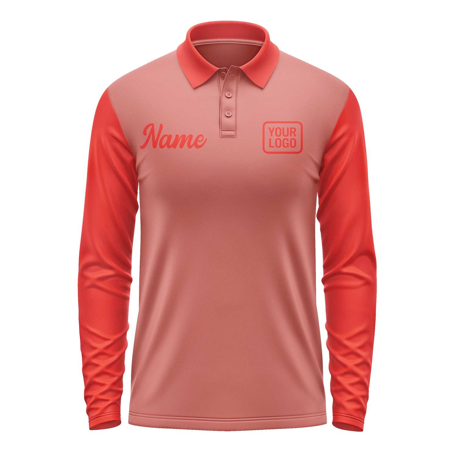 Custom Copper Rose Orange Red Long Sleeve Polo Shirt Pl291212B112