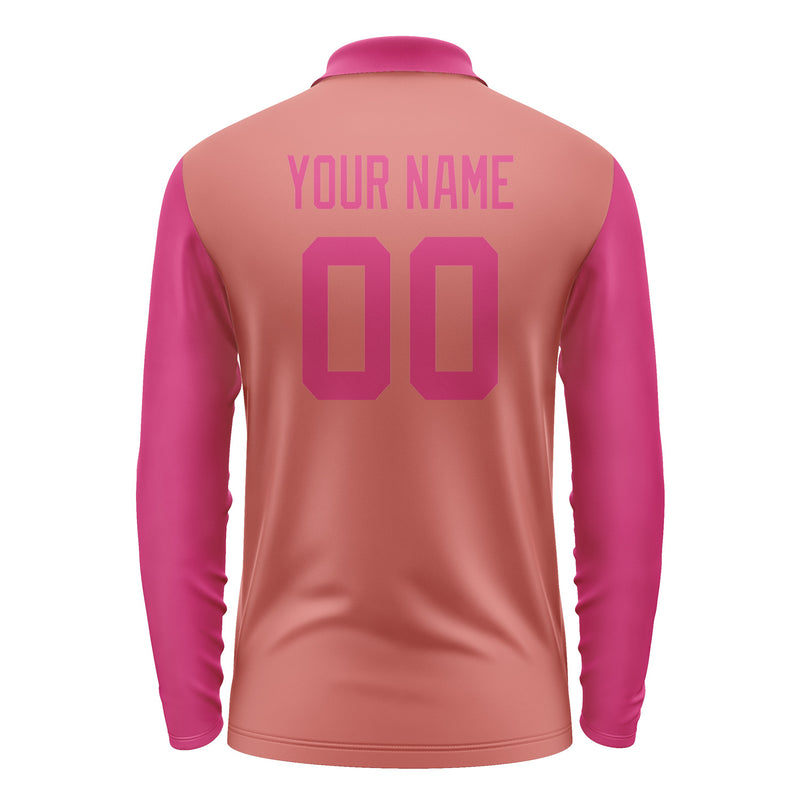 Custom Copper Rose Pink Long Sleeve Polo Shirt Pl291313B113