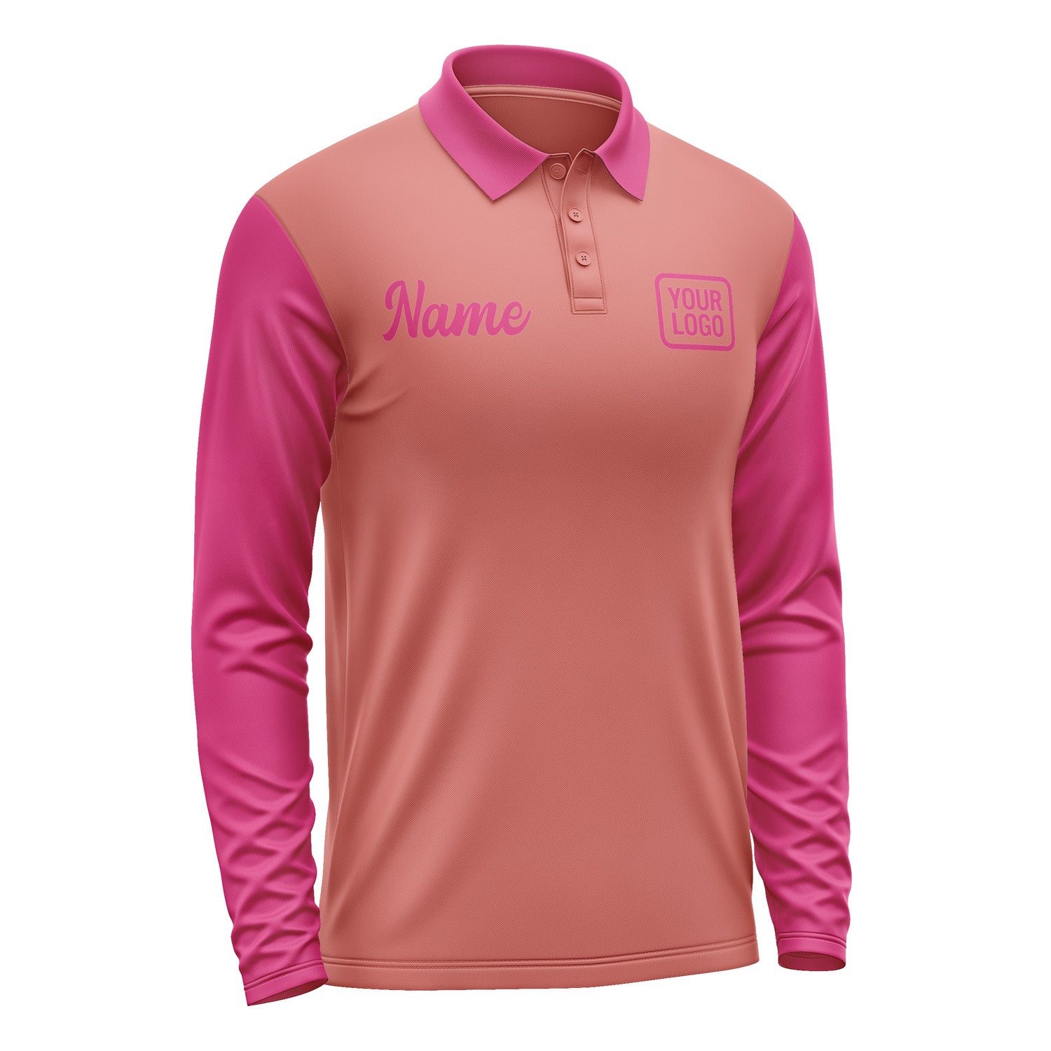 Custom Copper Rose Pink Long Sleeve Polo Shirt Pl291313B113