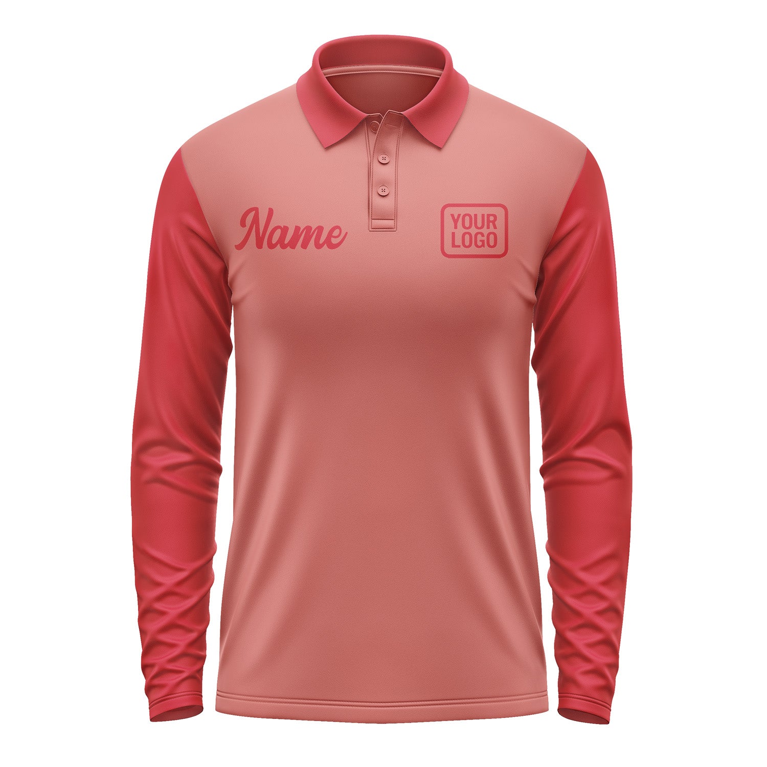Custom Copper Rose Red Long Sleeve Polo Shirt Pl291414B114