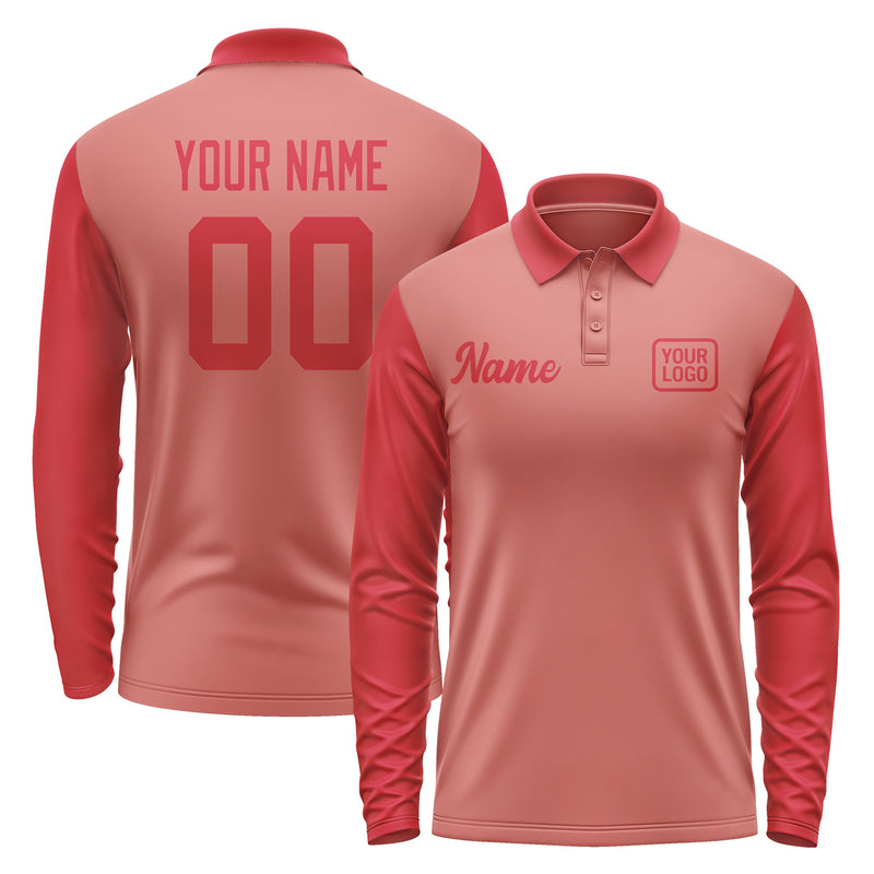 Custom Copper Rose Red Long Sleeve Polo Shirt Pl291414B114