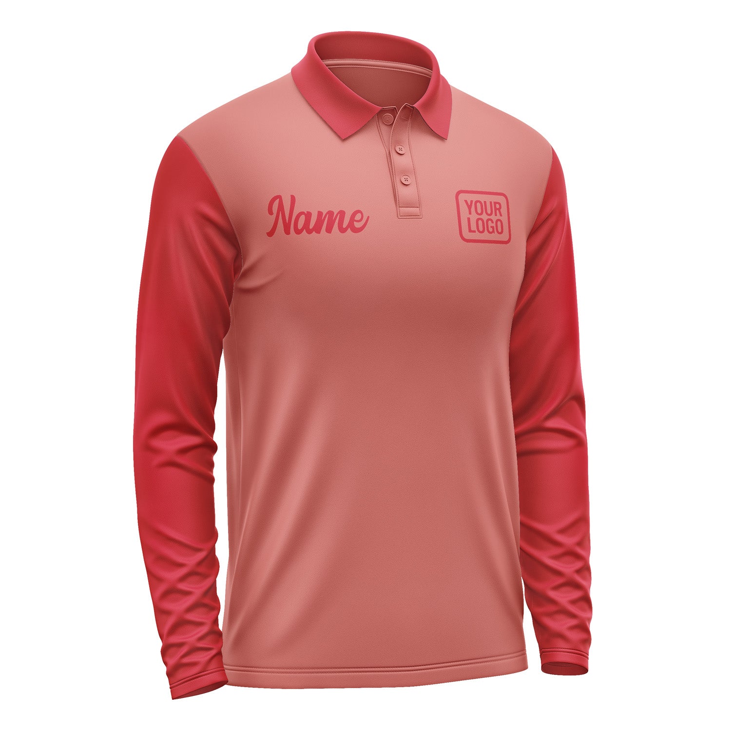 Custom Copper Rose Red Long Sleeve Polo Shirt Pl291414B114