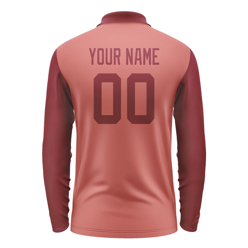 Custom Copper Rose Crimson Red Long Sleeve Polo Shirt Pl291515B115