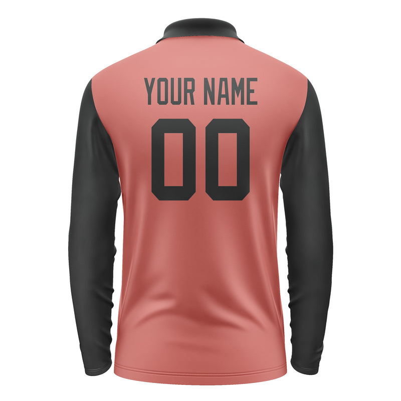 Custom Copper Rose Black Long Sleeve Polo Shirt Pl291717B117