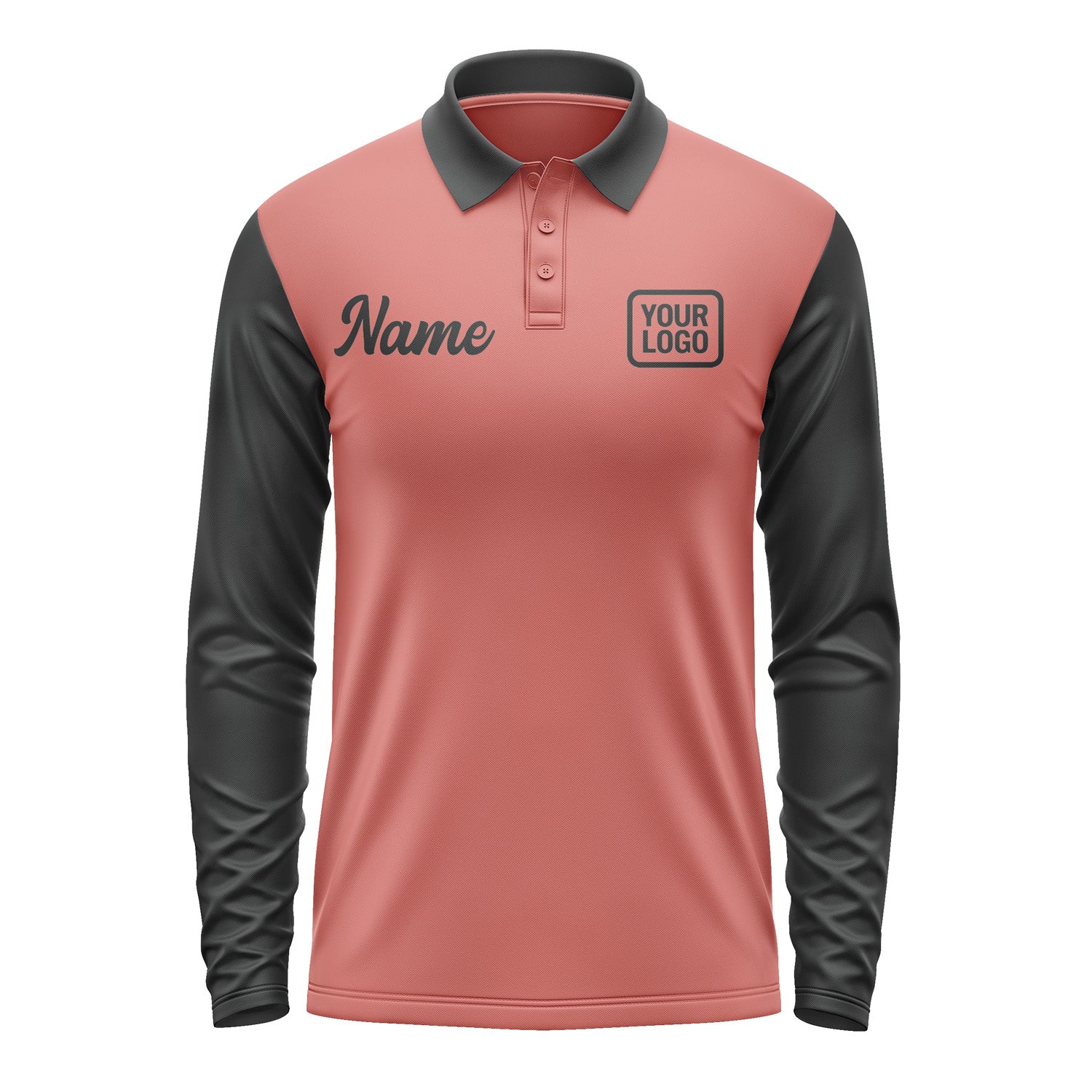 Custom Copper Rose Black Long Sleeve Polo Shirt Pl291717B117
