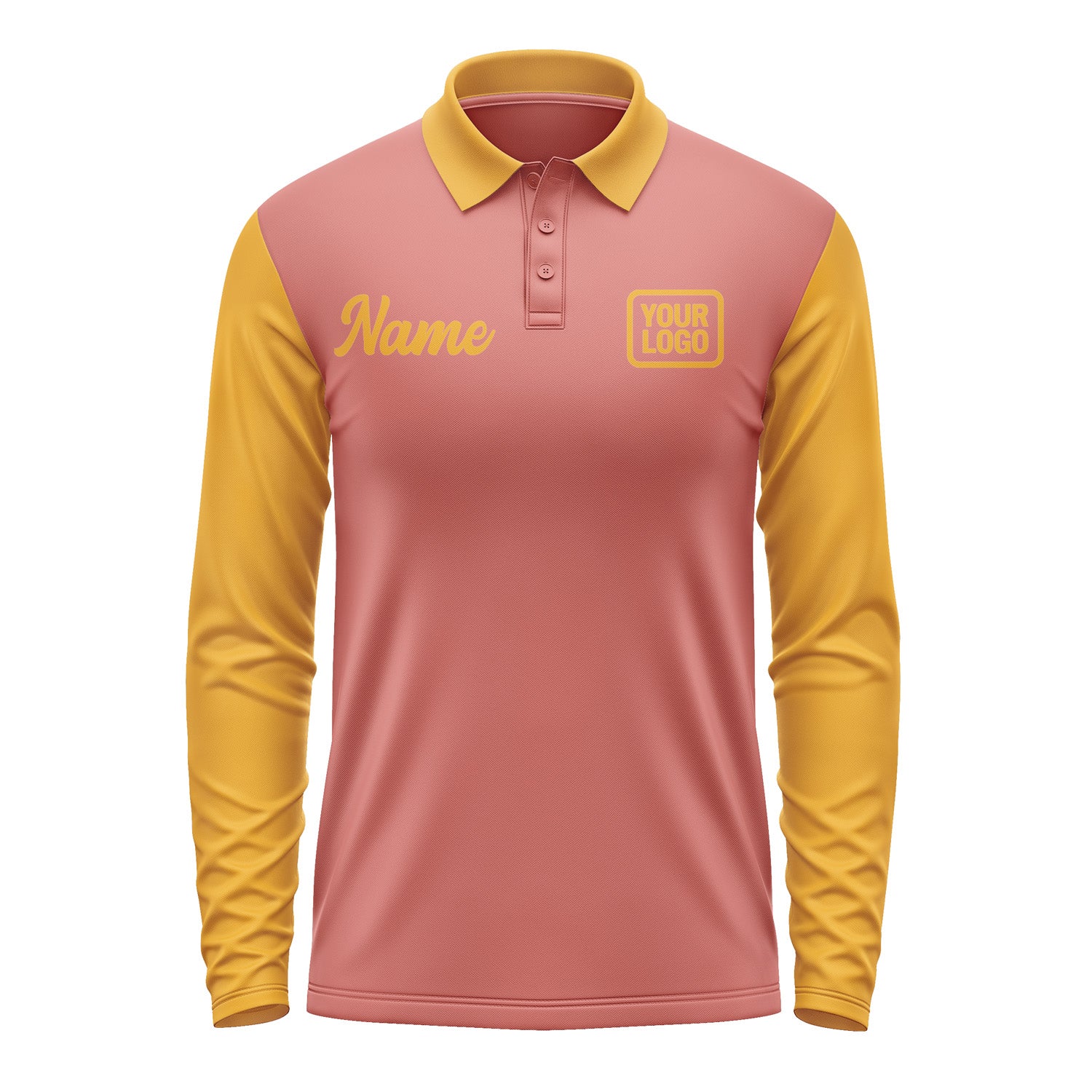 Custom Copper Rose Yellow Long Sleeve Polo Shirt Pl291919B119