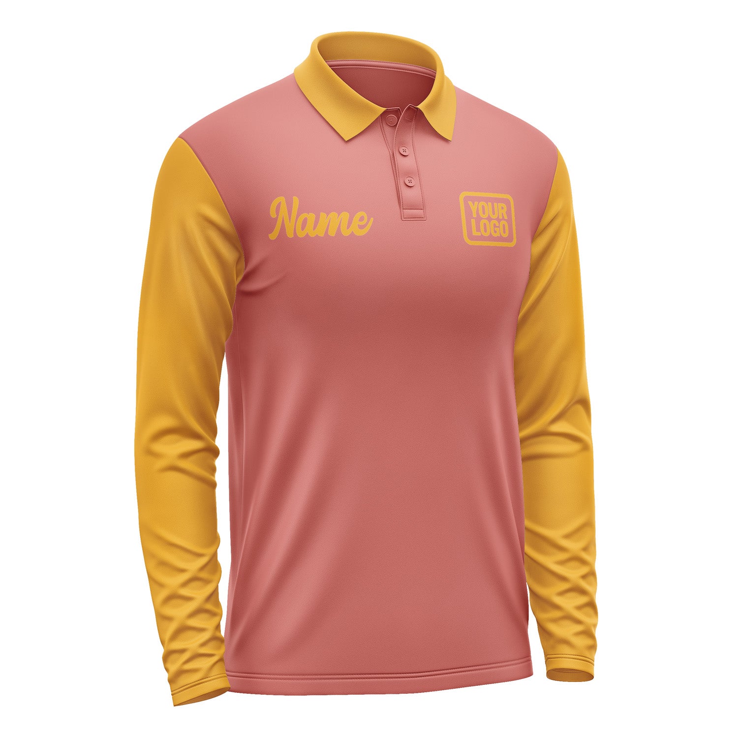 Custom Copper Rose Yellow Long Sleeve Polo Shirt Pl291919B119