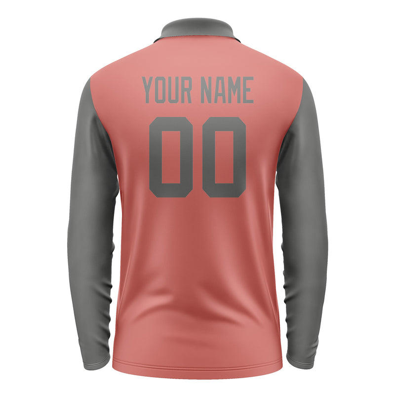 Custom Copper Rose Dark Grey Long Sleeve Polo Shirt Pl292020B120