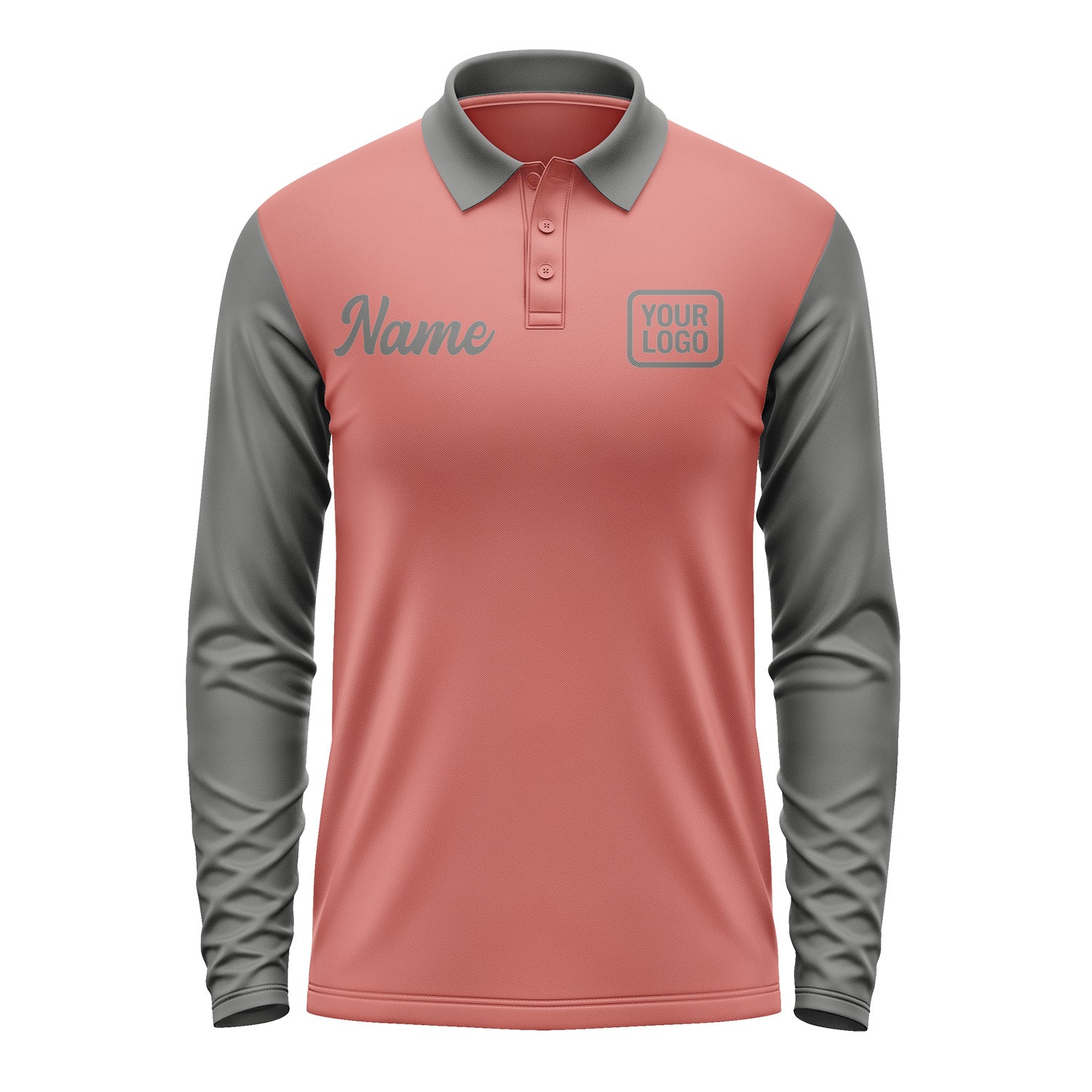 Custom Copper Rose Dark Grey Long Sleeve Polo Shirt Pl292020B120