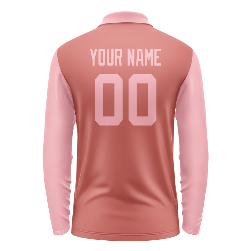 Custom Copper Rose Light Pink Long Sleeve Polo Shirt Pl292121B121