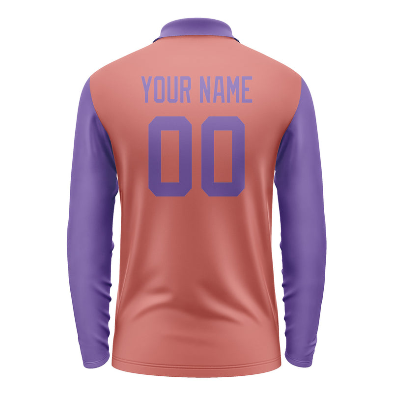 Custom Copper Rose Light Purple Long Sleeve Polo Shirt Pl292323B123