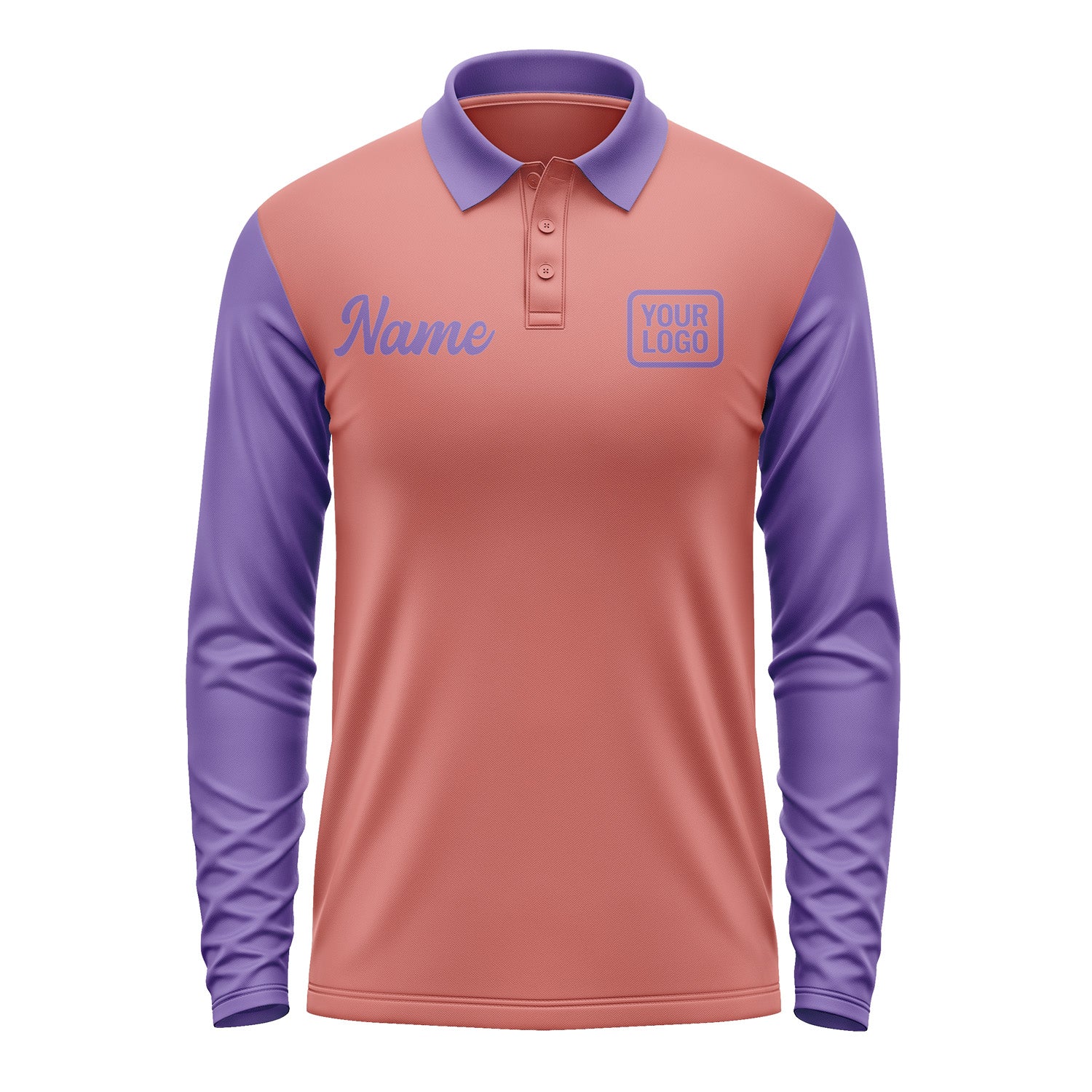 Custom Copper Rose Light Purple Long Sleeve Polo Shirt Pl292323B123