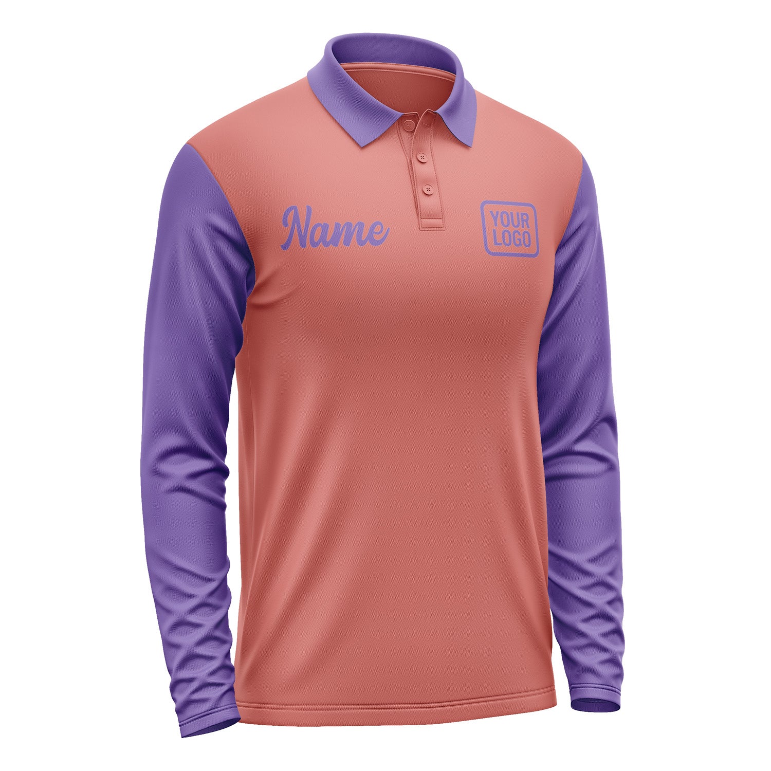 Custom Copper Rose Light Purple Long Sleeve Polo Shirt Pl292323B123