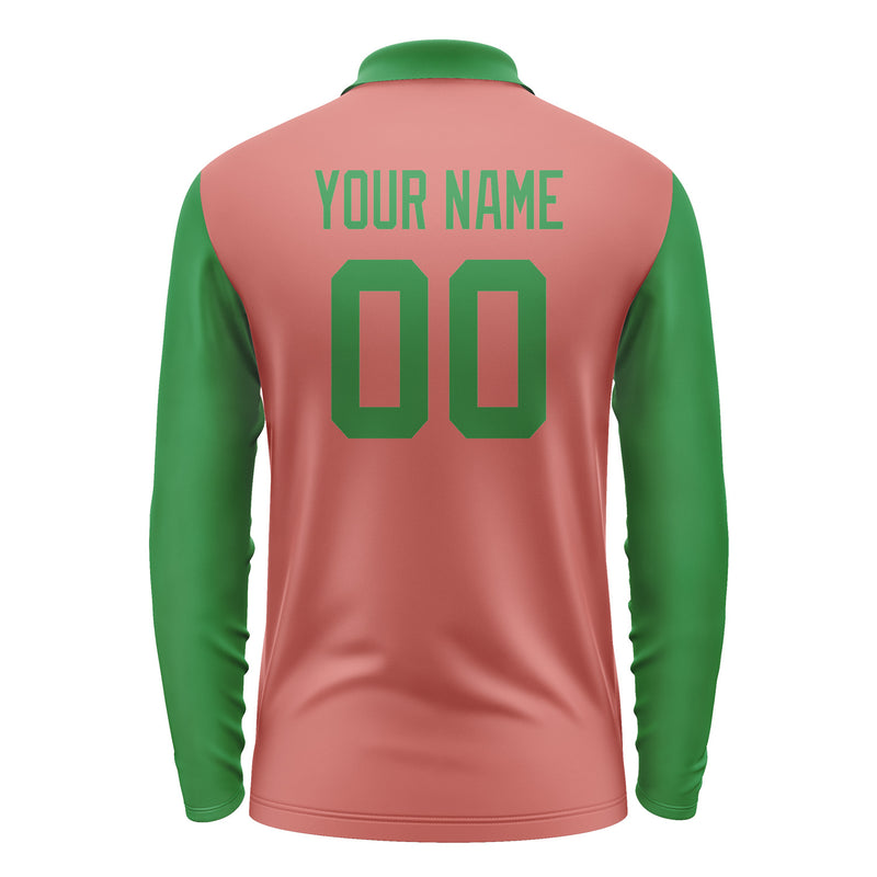 Custom Copper Rose Emerald Green Long Sleeve Polo Shirt Pl292424B124