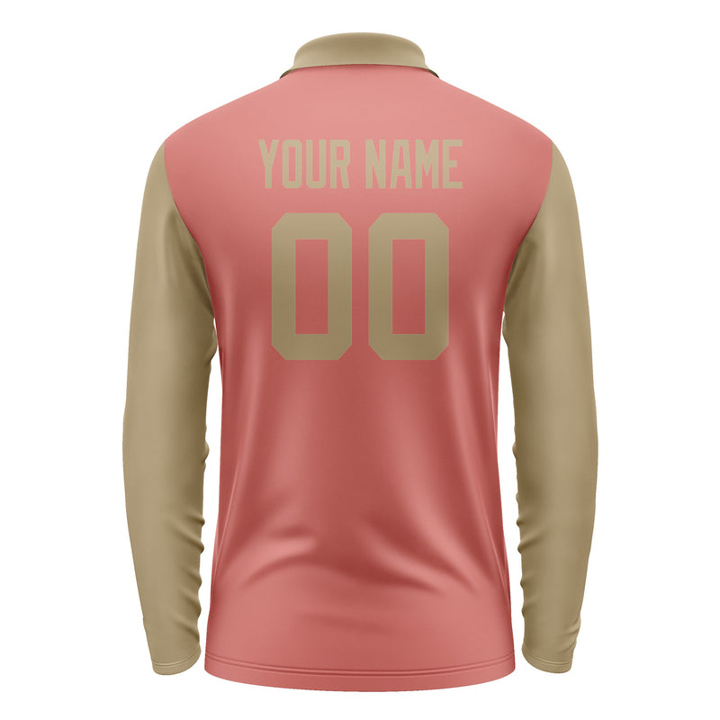 Custom Copper Rose Light Khaki Long Sleeve Polo Shirt Pl292525B125