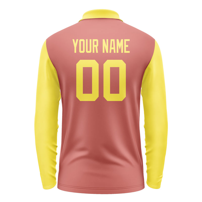 Custom Copper Rose Light Yellow Long Sleeve Polo Shirt Pl292626B126