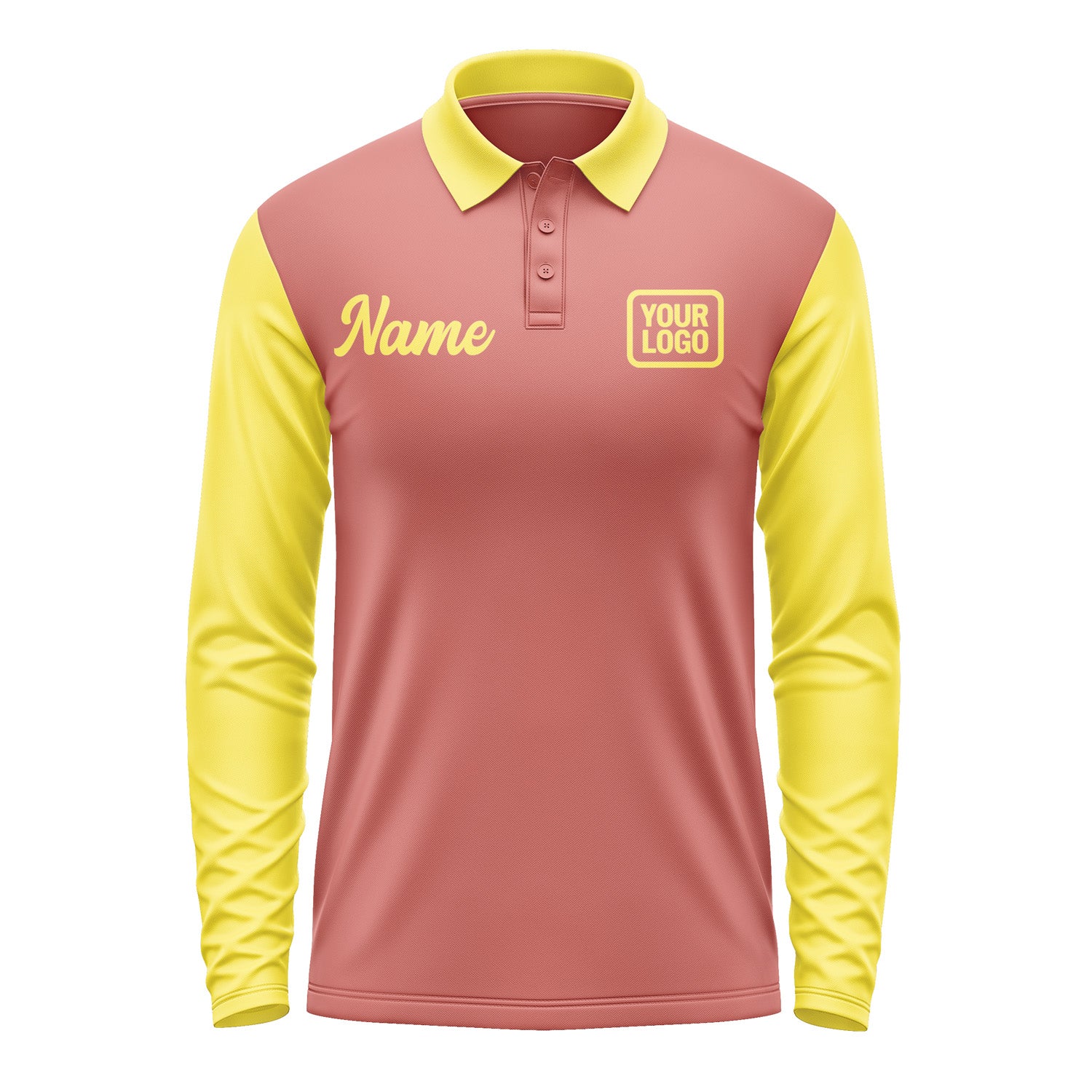 Custom Copper Rose Light Yellow Long Sleeve Polo Shirt Pl292626B126