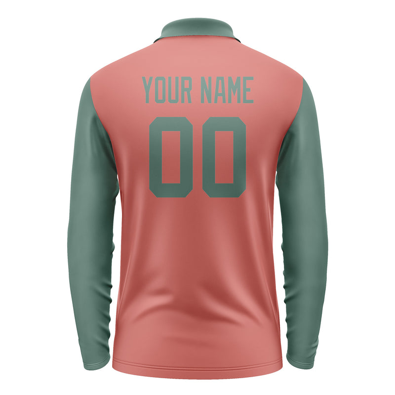 Custom Copper Rose Blue Green Long Sleeve Polo Shirt Pl292727B127