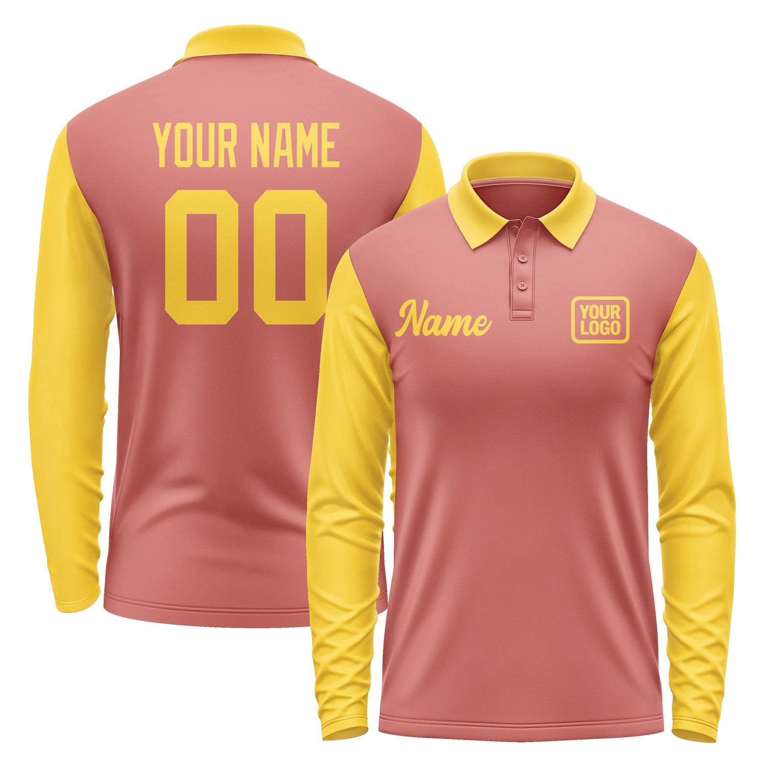 Custom Copper Rose Gold Long Sleeve Polo Shirt Pl293030B130