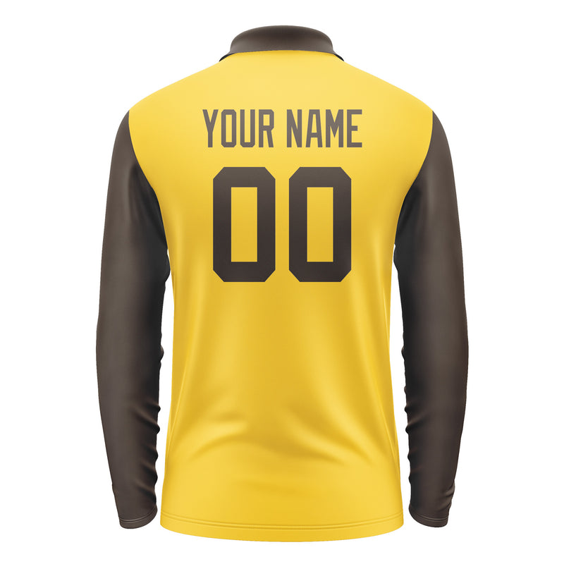 Custom Gold Brown Long Sleeve Polo Shirt Pl300101B101