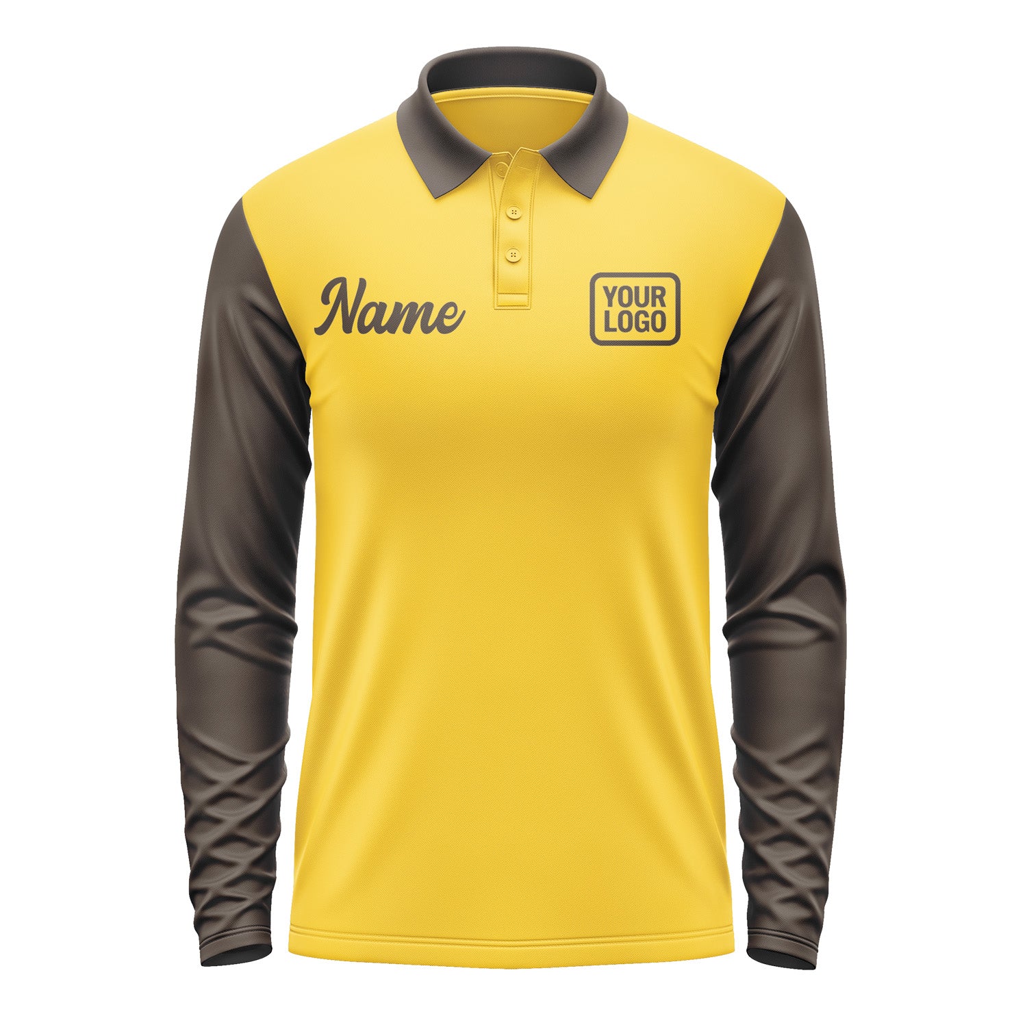 Custom Gold Brown Long Sleeve Polo Shirt Pl300101B101