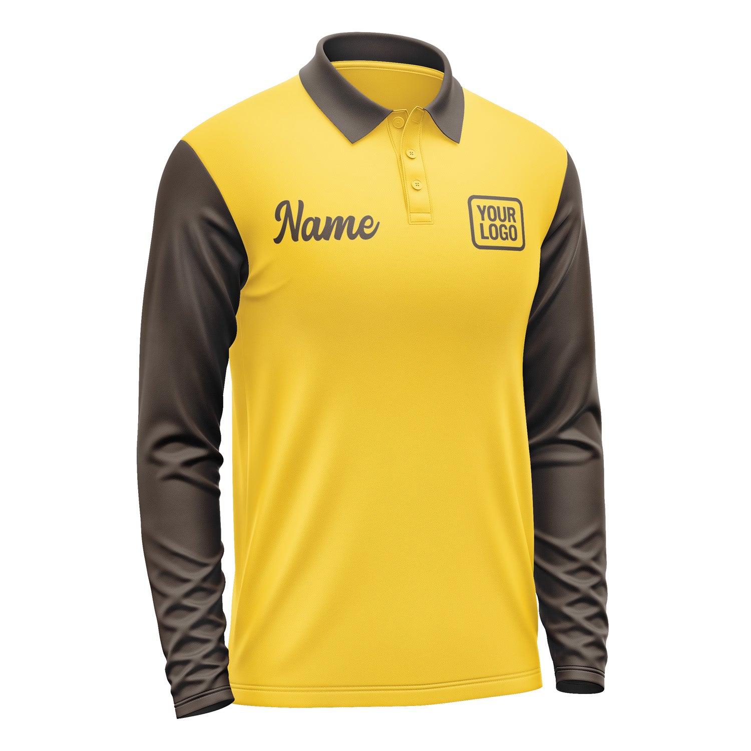 Custom Gold Brown Long Sleeve Polo Shirt Pl300101B101