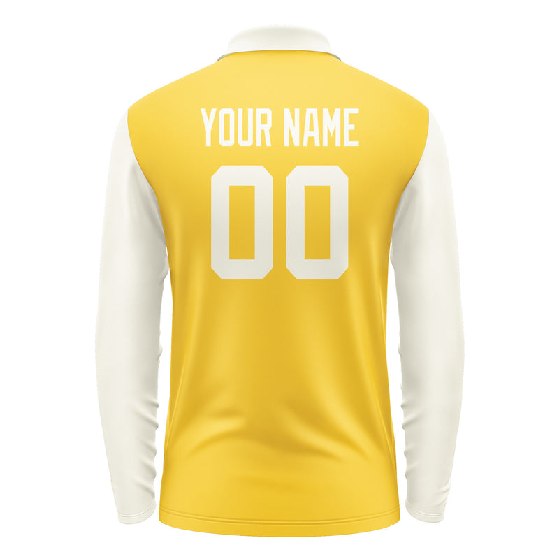 Custom Gold Cream Long Sleeve Polo Shirt Pl300303B103