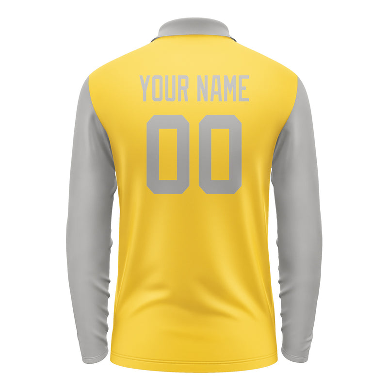 Custom Gold Gray Long Sleeve Polo Shirt Pl300404B104