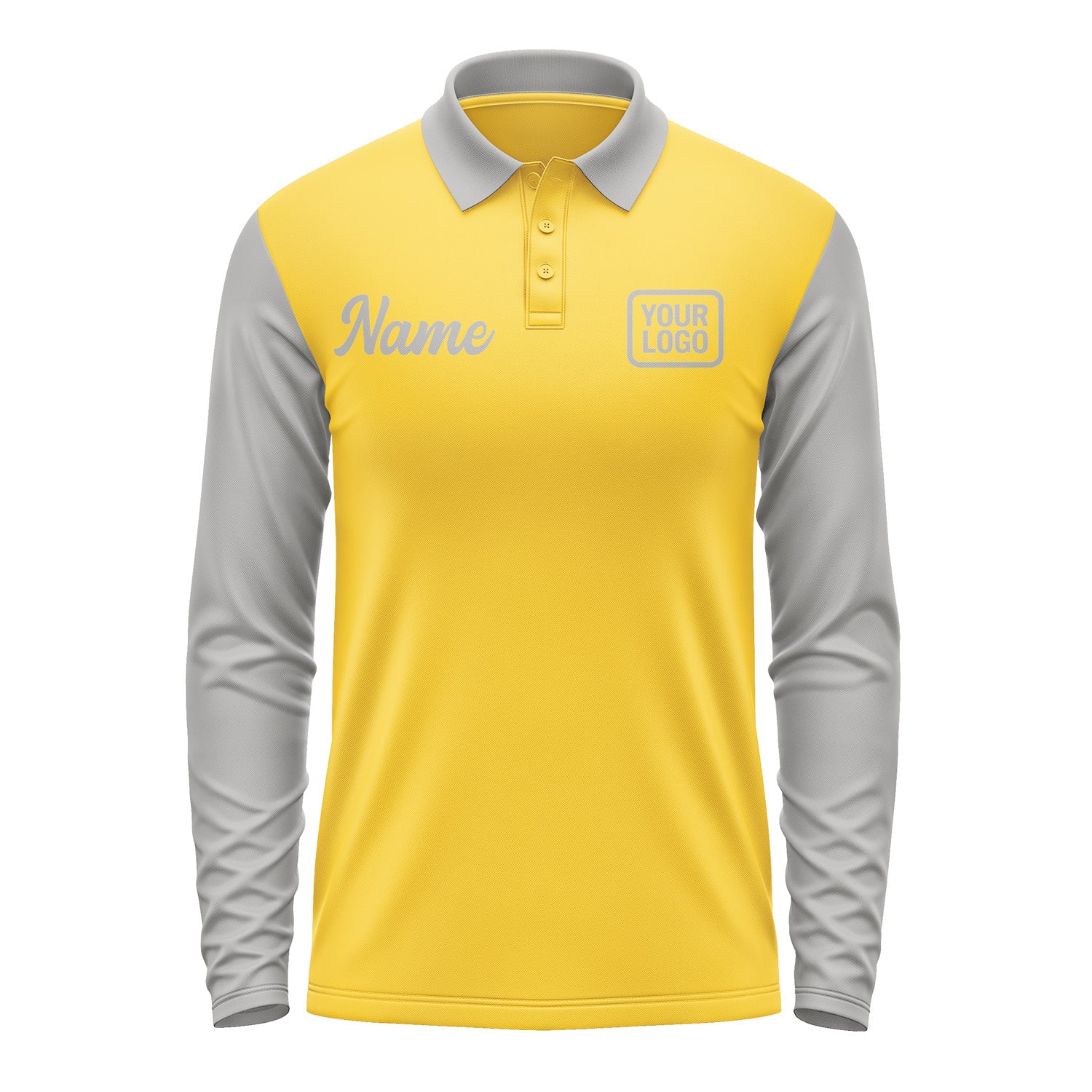 Custom Gold Gray Long Sleeve Polo Shirt Pl300404B104