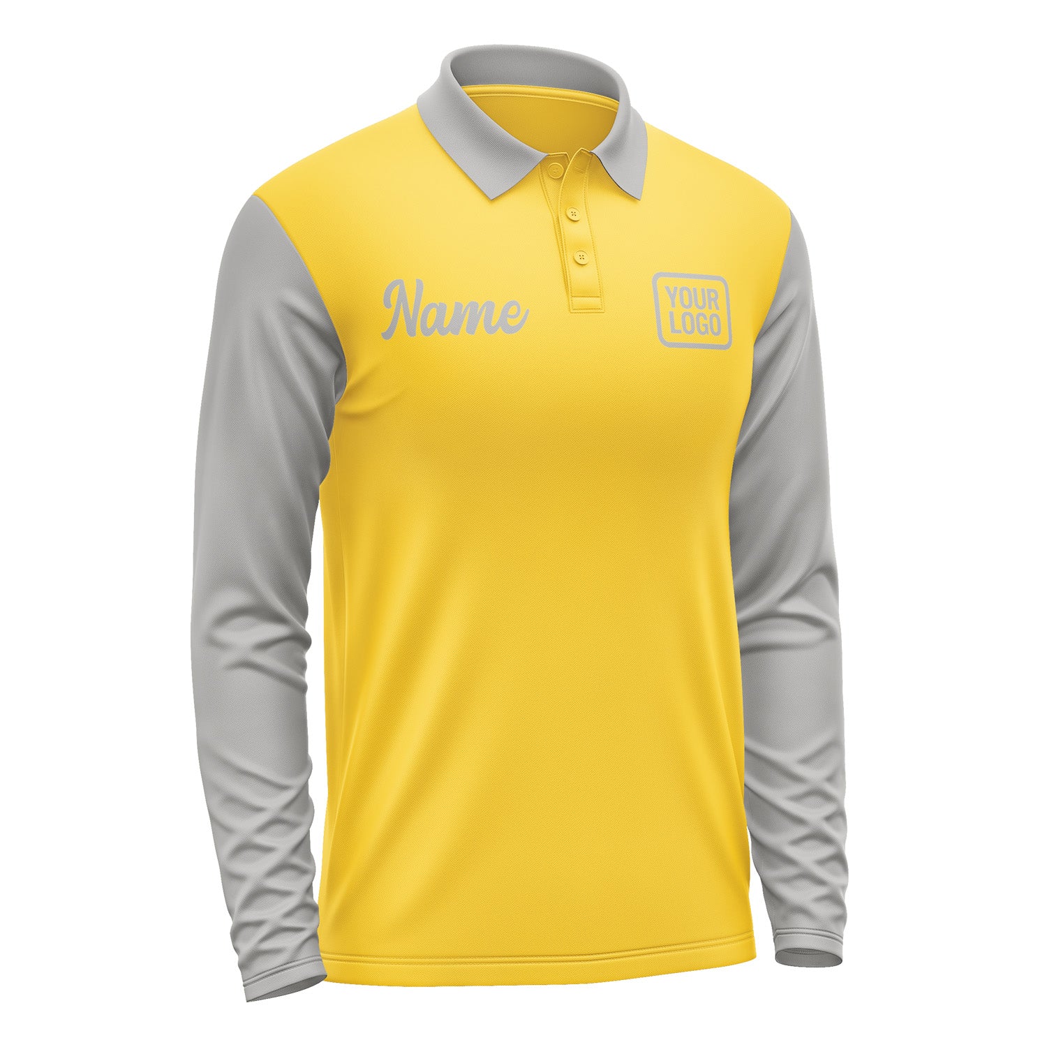 Custom Gold Gray Long Sleeve Polo Shirt Pl300404B104