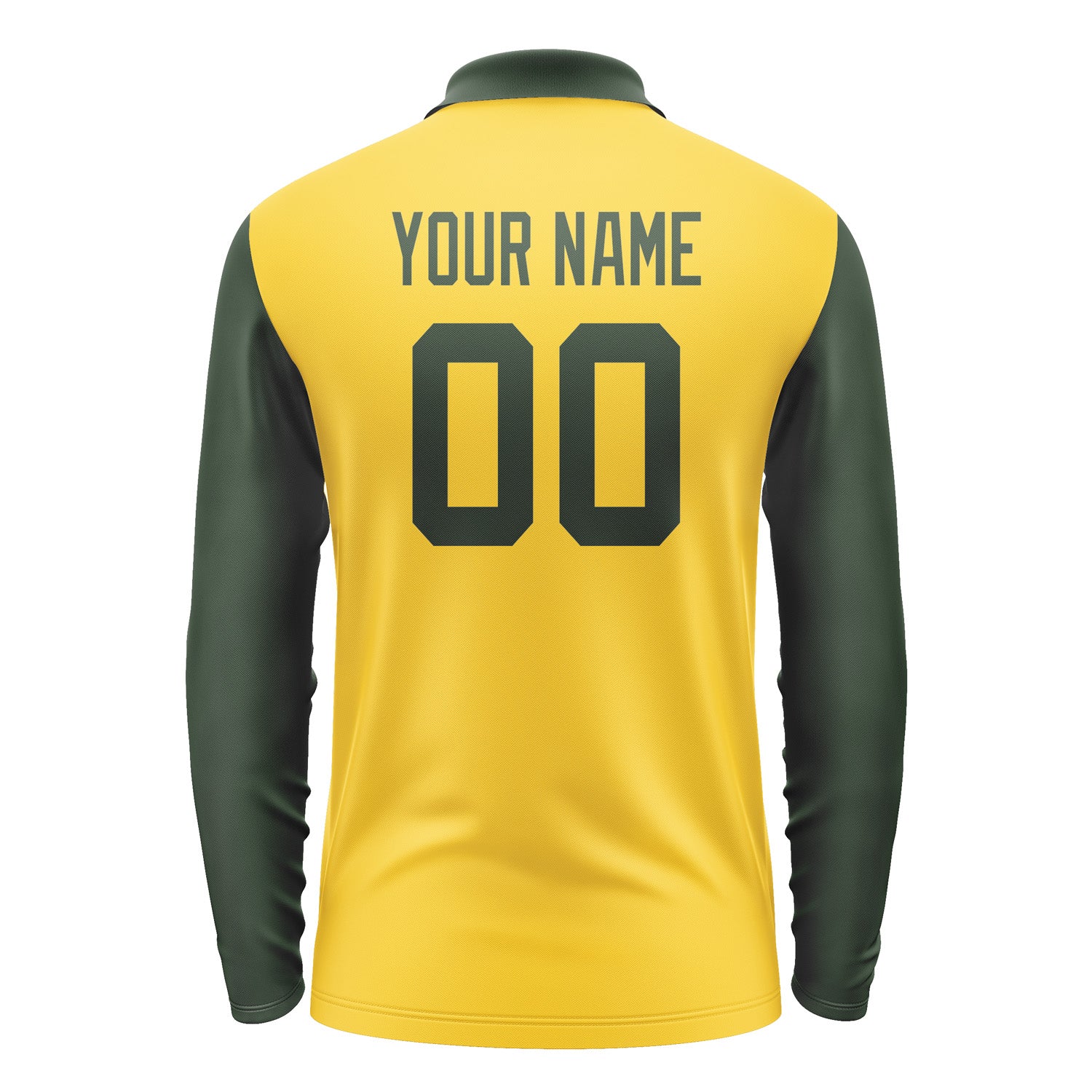 Custom Gold Dark Green Long Sleeve Polo Shirt Pl300606B106