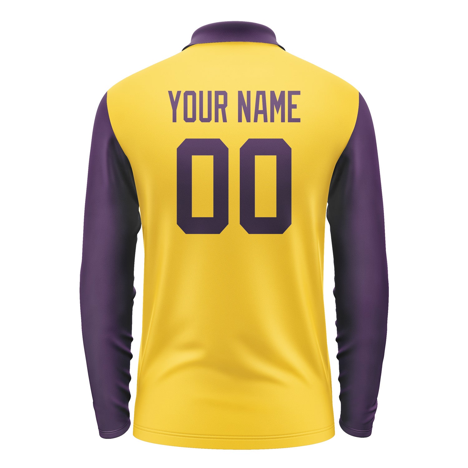 Custom Gold Purple Long Sleeve Polo Shirt Pl300707B107