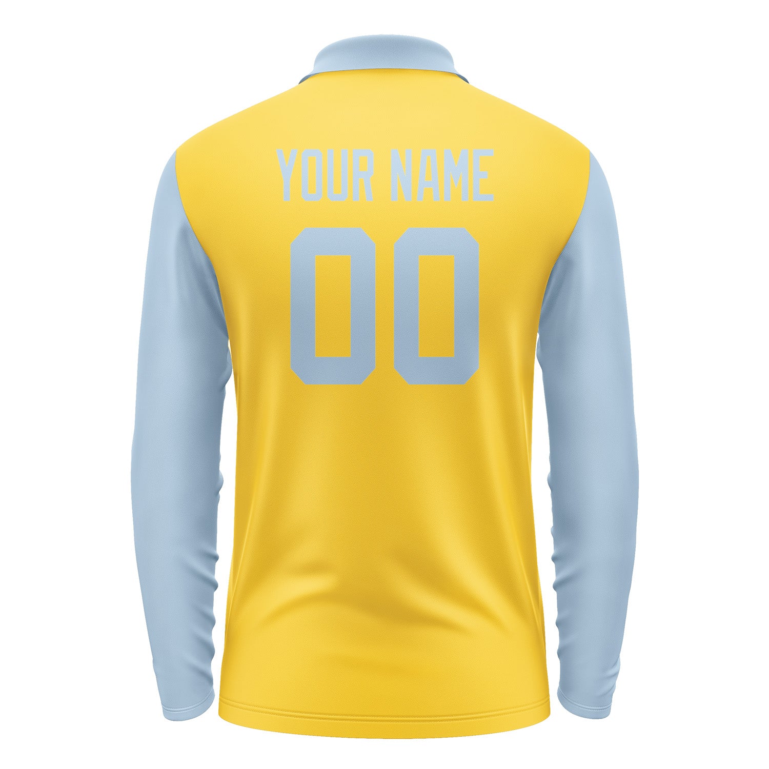 Custom Gold Light Blue Long Sleeve Polo Shirt Pl300808B108