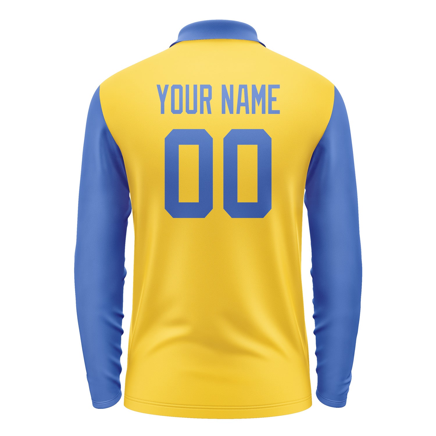 Custom Gold Sky Blue Long Sleeve Polo Shirt Pl300909B109