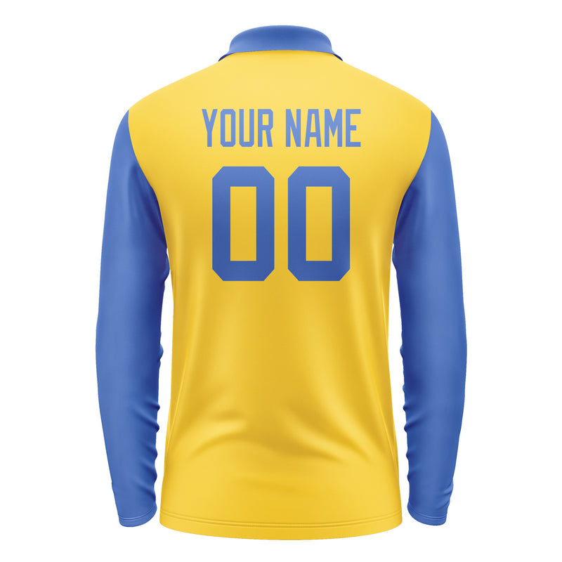 Custom Gold Sky Blue Long Sleeve Polo Shirt Pl300909B109