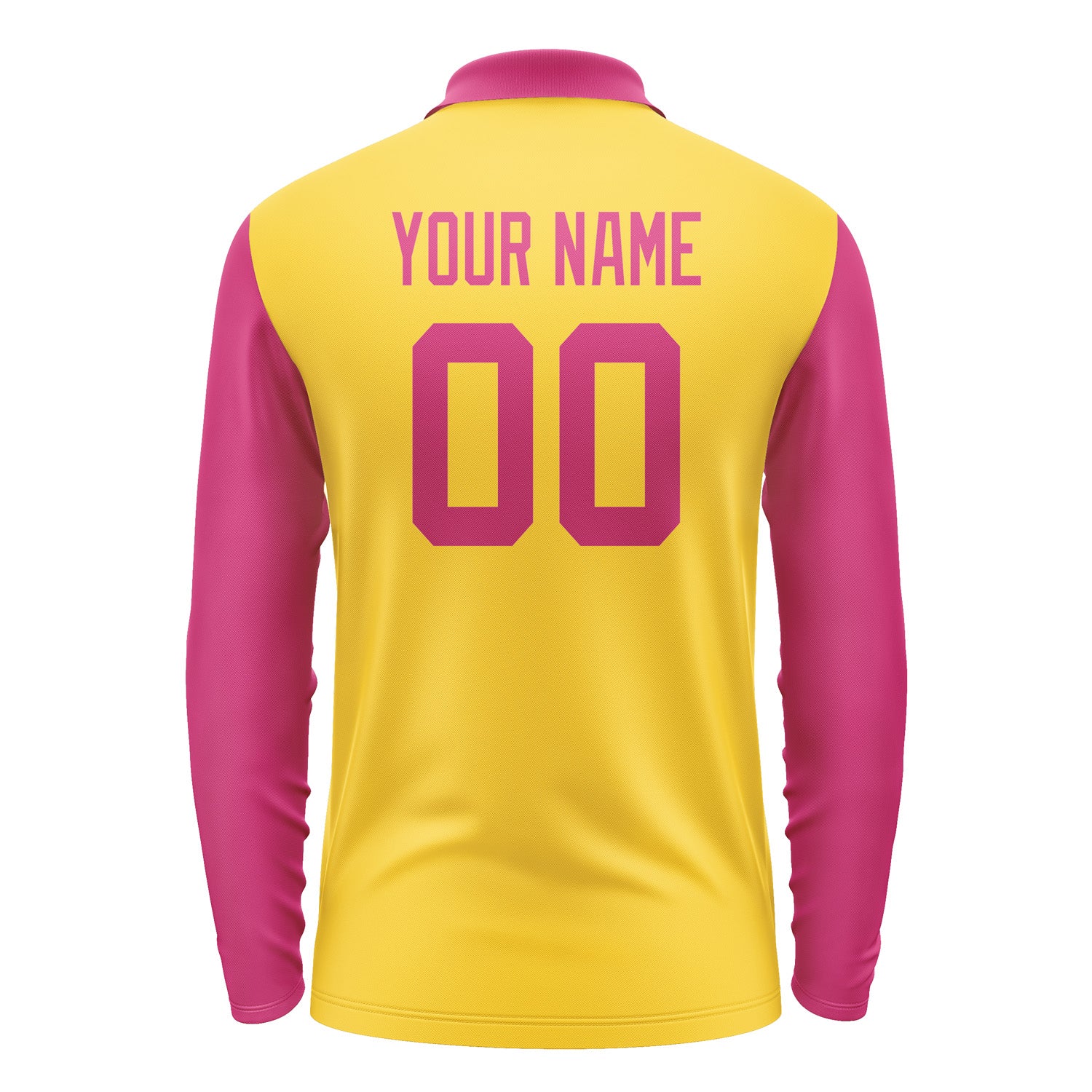 Custom Gold Pink Long Sleeve Polo Shirt Pl301313B113