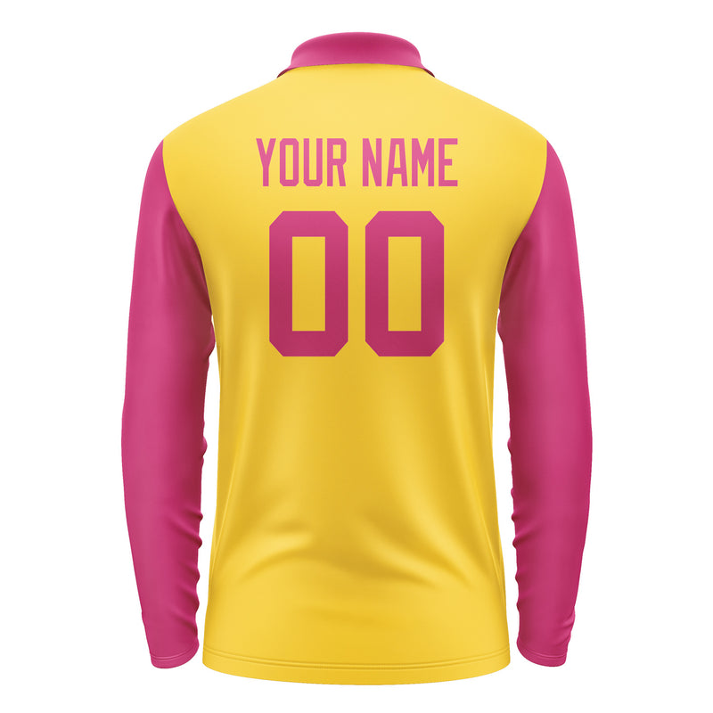 Custom Gold Pink Long Sleeve Polo Shirt Pl301313B113