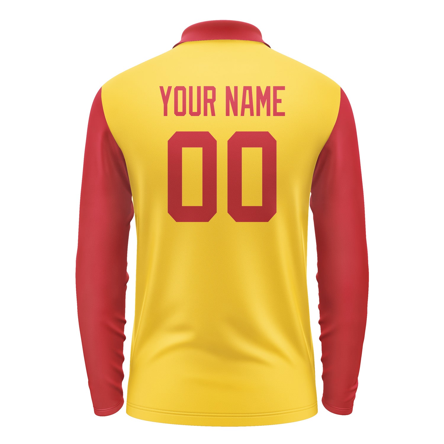 Custom Gold Red Long Sleeve Polo Shirt Pl301414B114