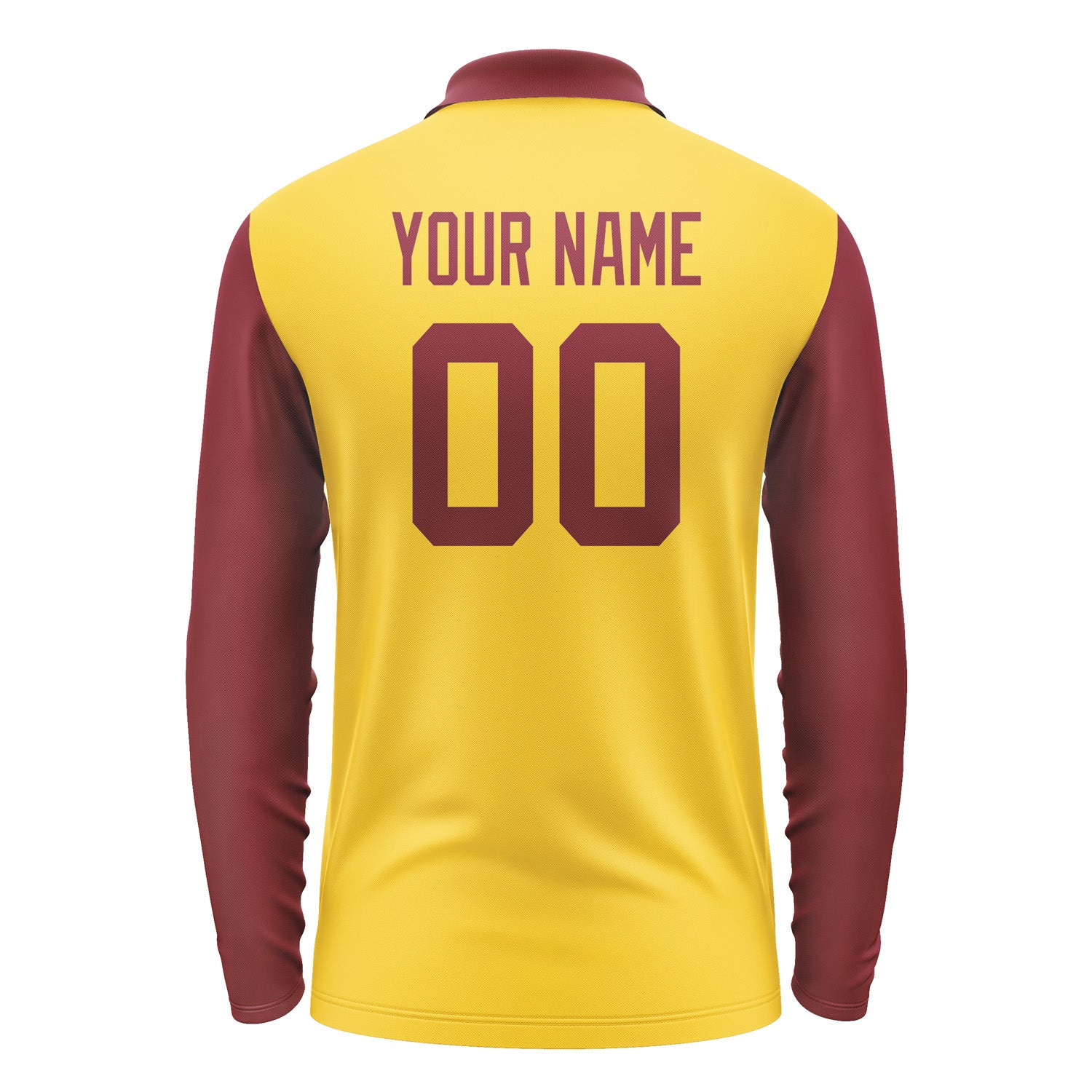 Custom Gold Crimson Red Long Sleeve Polo Shirt Pl301515B115