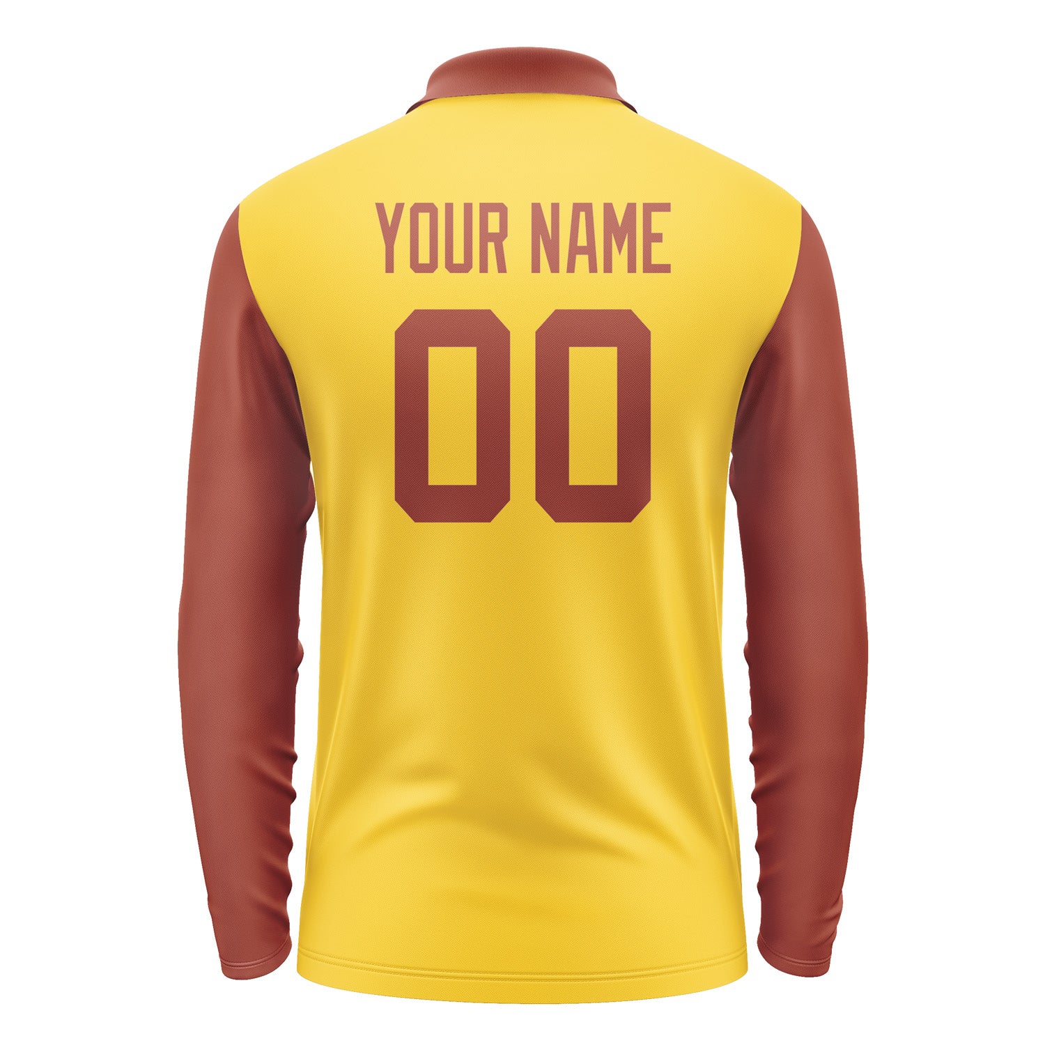 Custom Gold Coral Red Long Sleeve Polo Shirt Pl301616B116