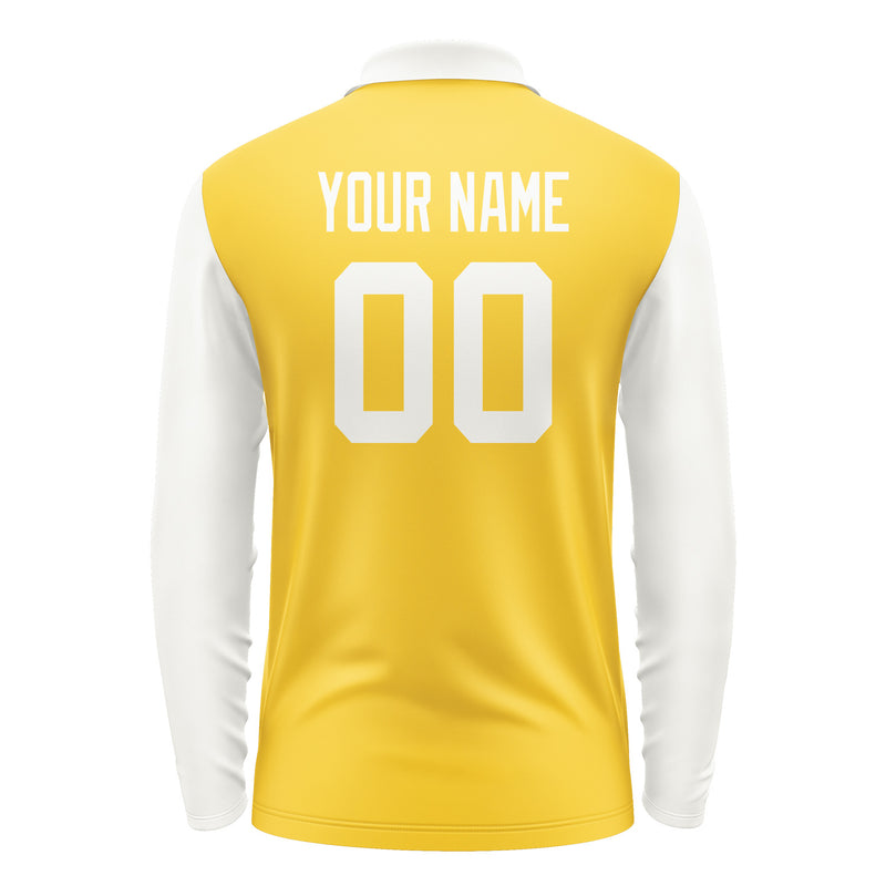 Custom Gold White Long Sleeve Polo Shirt Pl301818B118