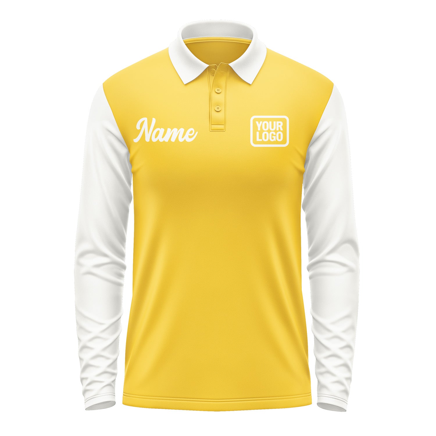 Custom Gold White Long Sleeve Polo Shirt Pl301818B118