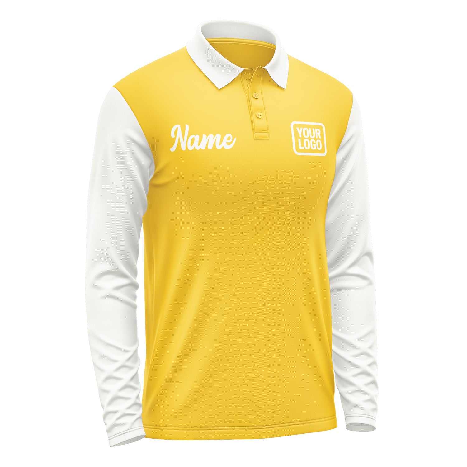 Custom Gold White Long Sleeve Polo Shirt Pl301818B118