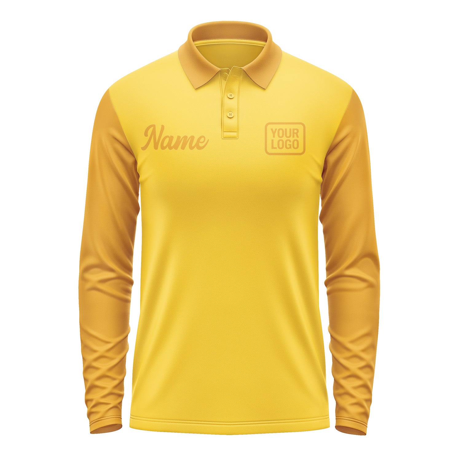 Custom Gold Yellow Long Sleeve Polo Shirt Pl301919B119