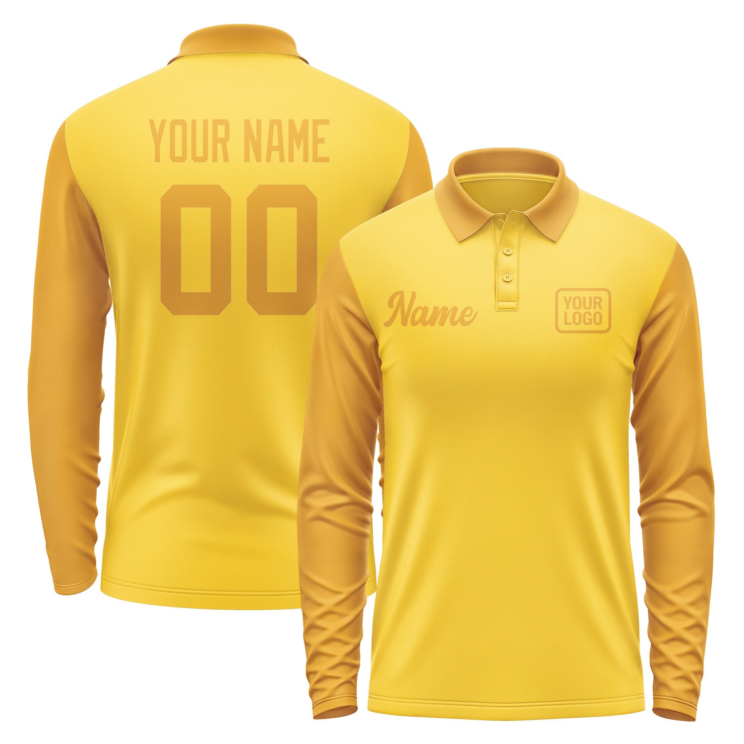 Custom Gold Yellow Long Sleeve Polo Shirt Pl301919B119